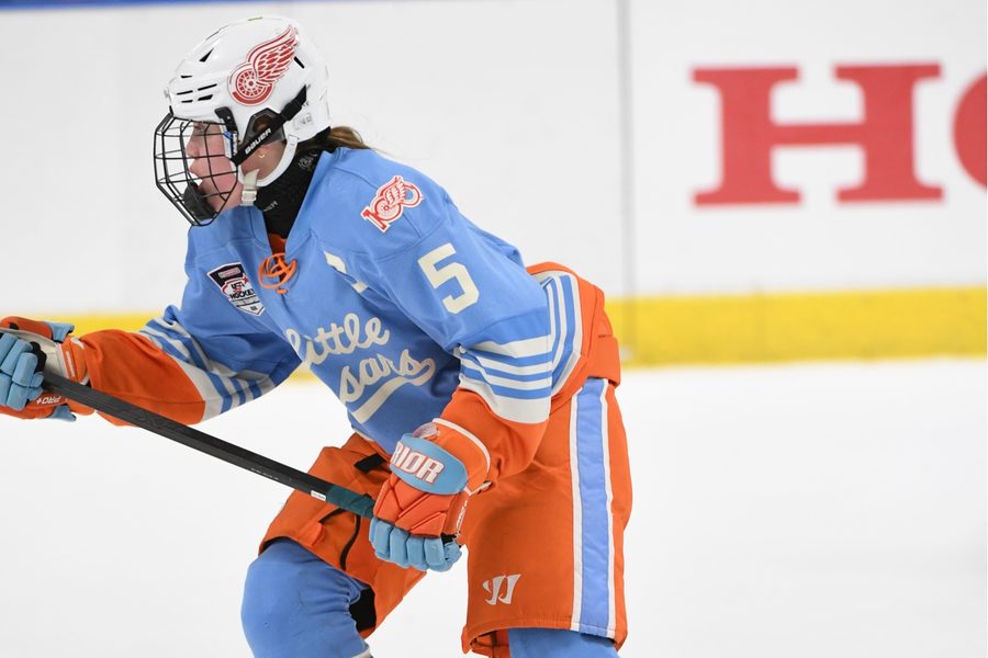 Cameron Cadena getting a shot through from the blue line